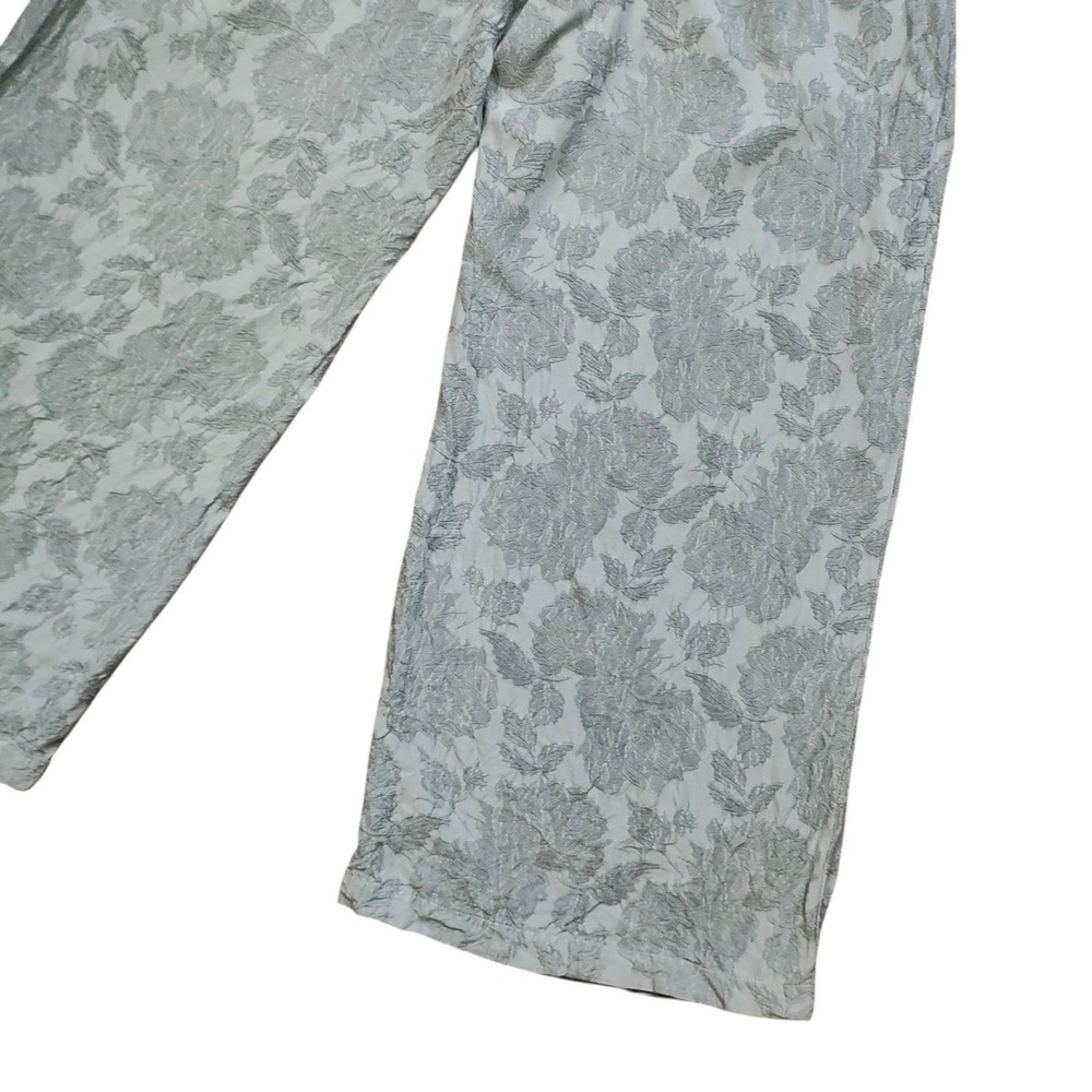 CP Shades Sage Green Floral Jacquard Wide Leg Pants Pull On Resort Boho Size M - Picture 5 of 10
